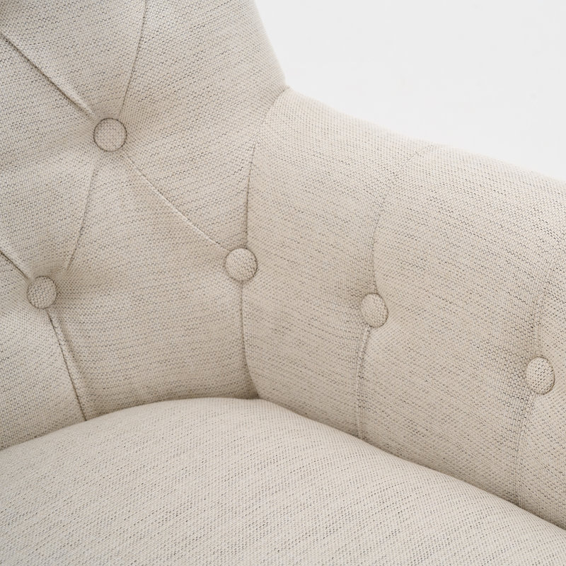 Dority Upholstered Wingback Chair, Linen Almond Beige