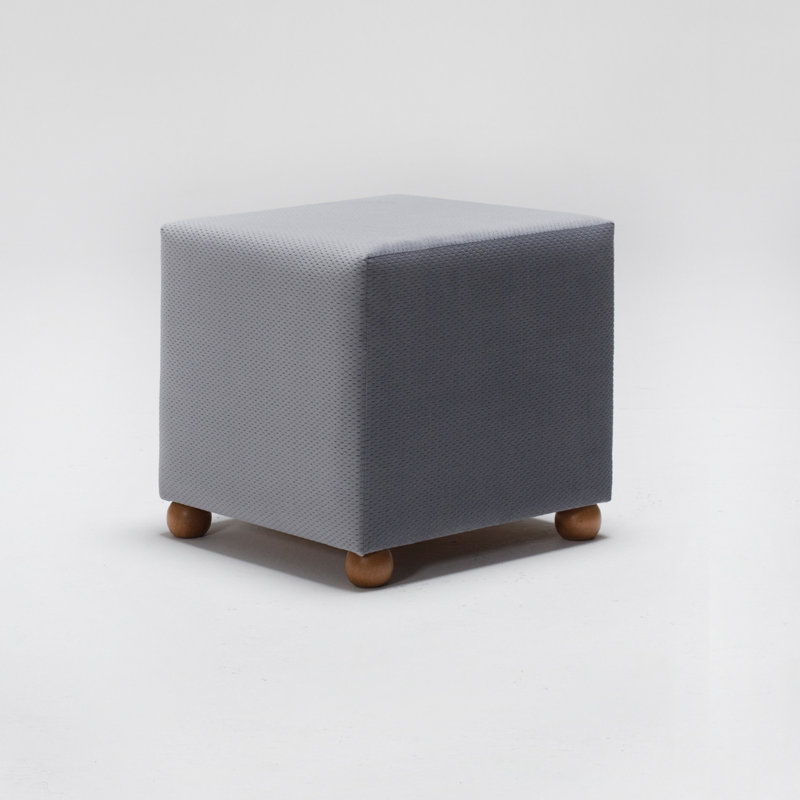 Repose-pieds carré large de 15,7 po Mitchum, Mélange de polyester gris