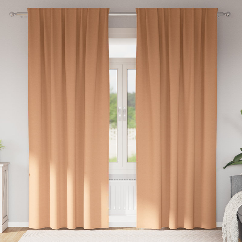 Curtains With Curtains 2 Pcs Polyester, Light Brown, 140cm Width x 260cm Drop