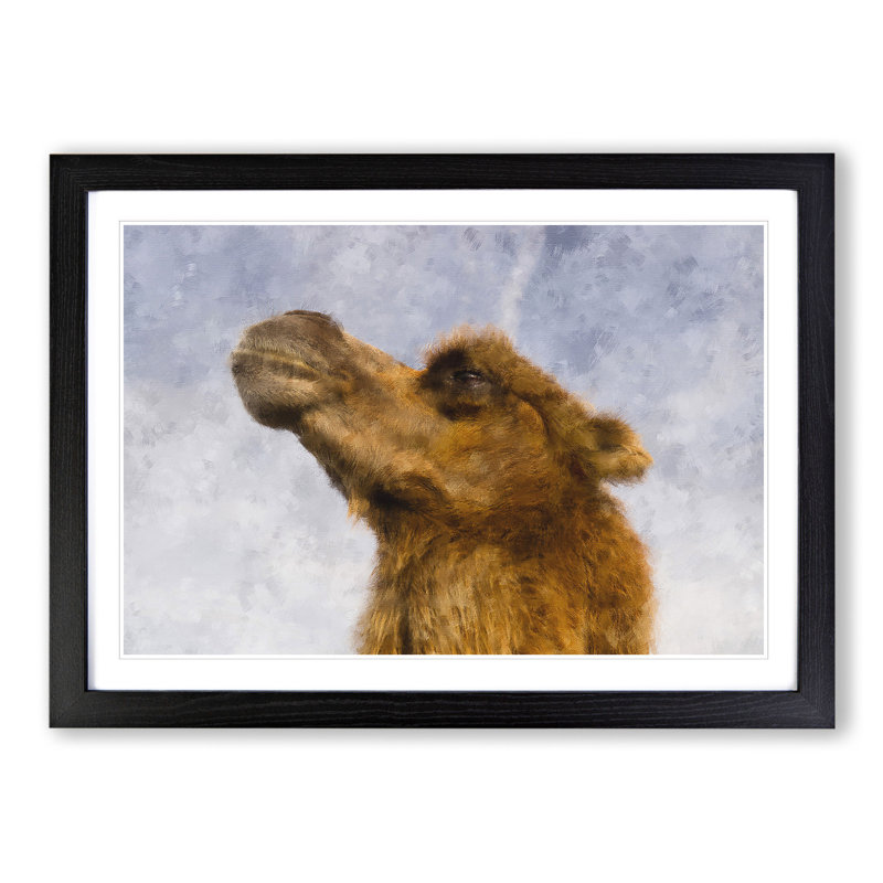 Camel - Picture Frame Painting, 27cm H x 36cm W x 2cm D, Black Framed