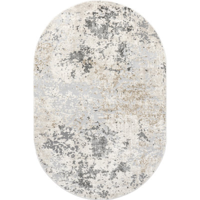 Modern Abstract Power Loom Beige Rug