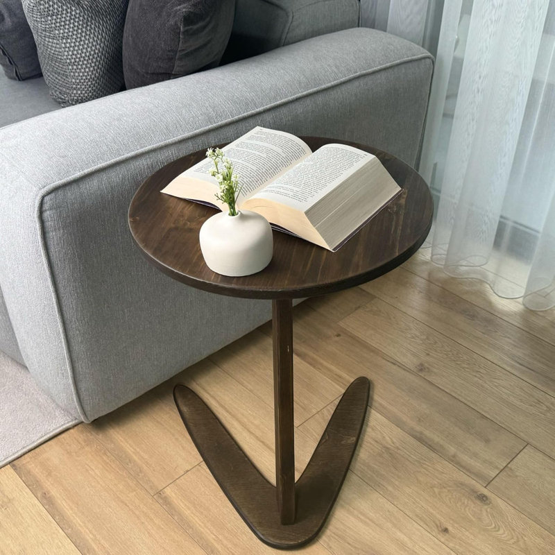 C-Shaped Handmade End Table, Side Table For Couches, Sofa Tables Slide Under Couch For Living Room, Over Couch TV Tray Table For Small Spaces
