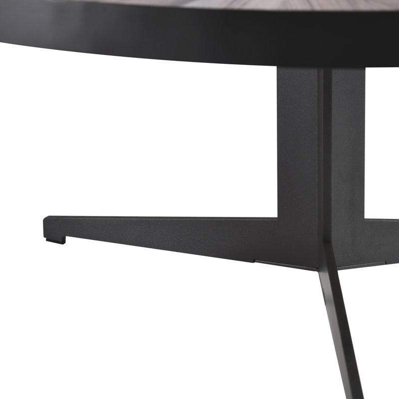 Burdett Mid-Century 33.5 In. Round Maroon Coffee Table With Tempered Glass Top