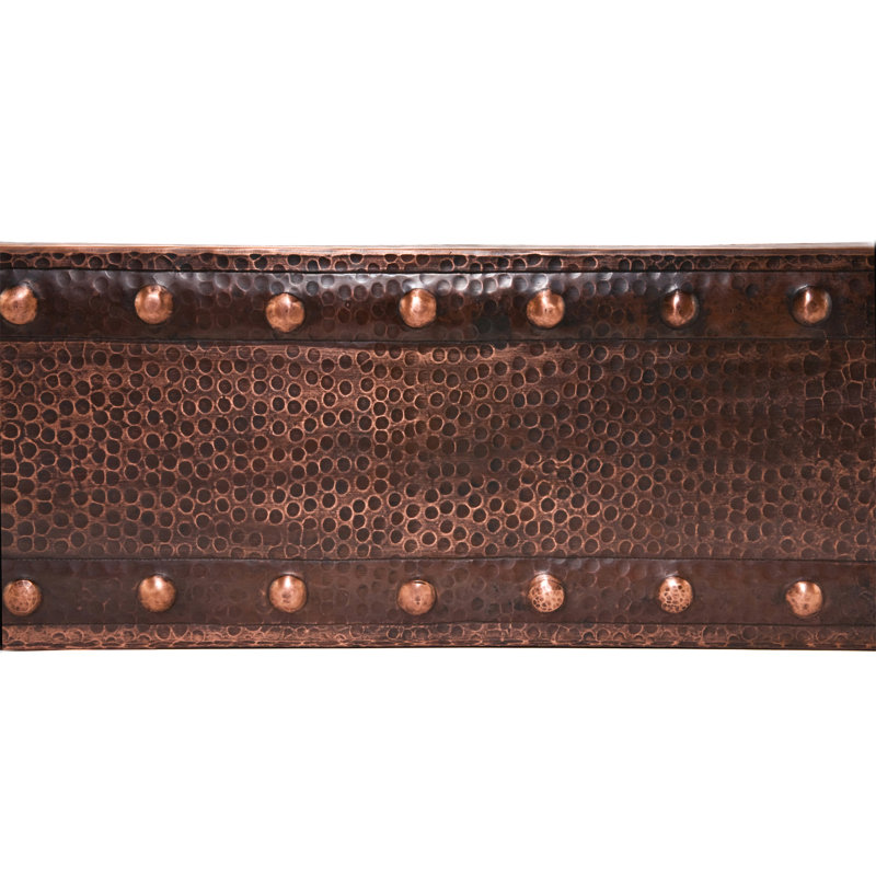 Évier de cuisine à simple cuve 33 "en cuivre martelé à tablier frontal avec sangle de baril