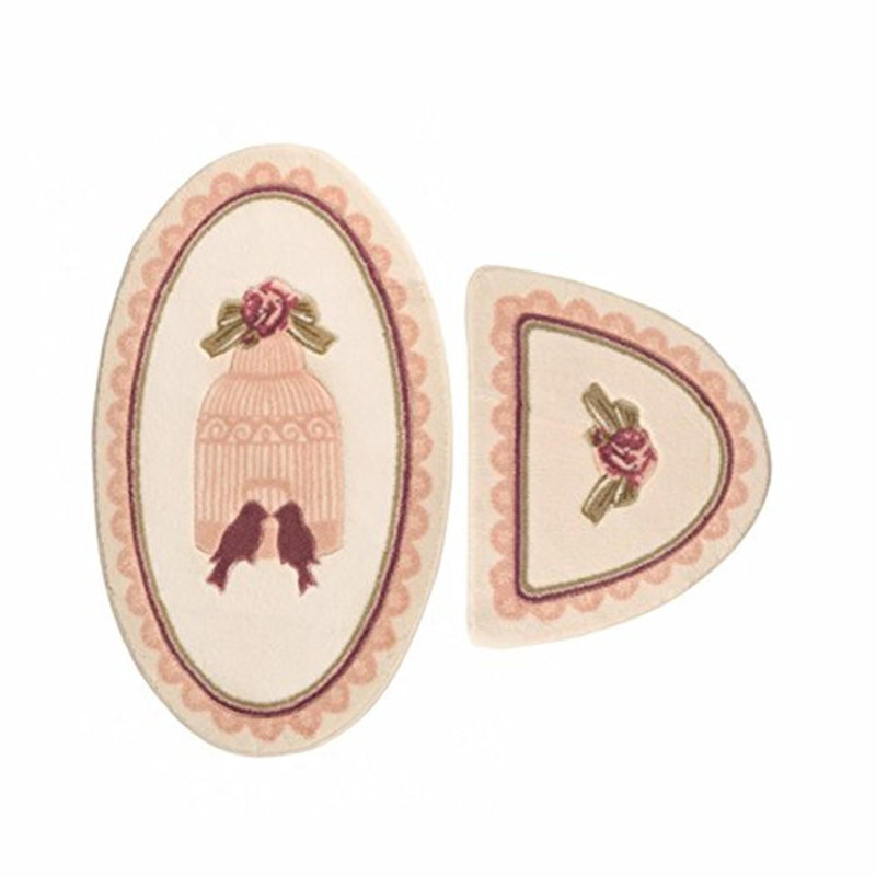 Ensemble de 2 tapis de bain Charette, Rose / crème