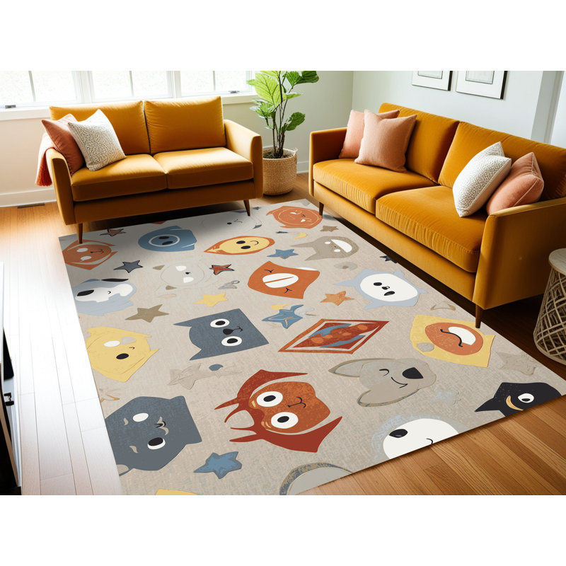 Zoomie Kids Washable Cute Animals Kids Rug, Rectangle 4' x 6'