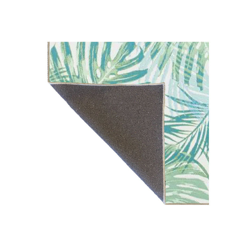 Tapis vert lavable feuille verte et base tissée bleue, Tapis de couloir 2 pi 6 po x 9 pi 10 po inclus