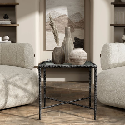 Lalia Modern Hammered Metal X-Brace End Table