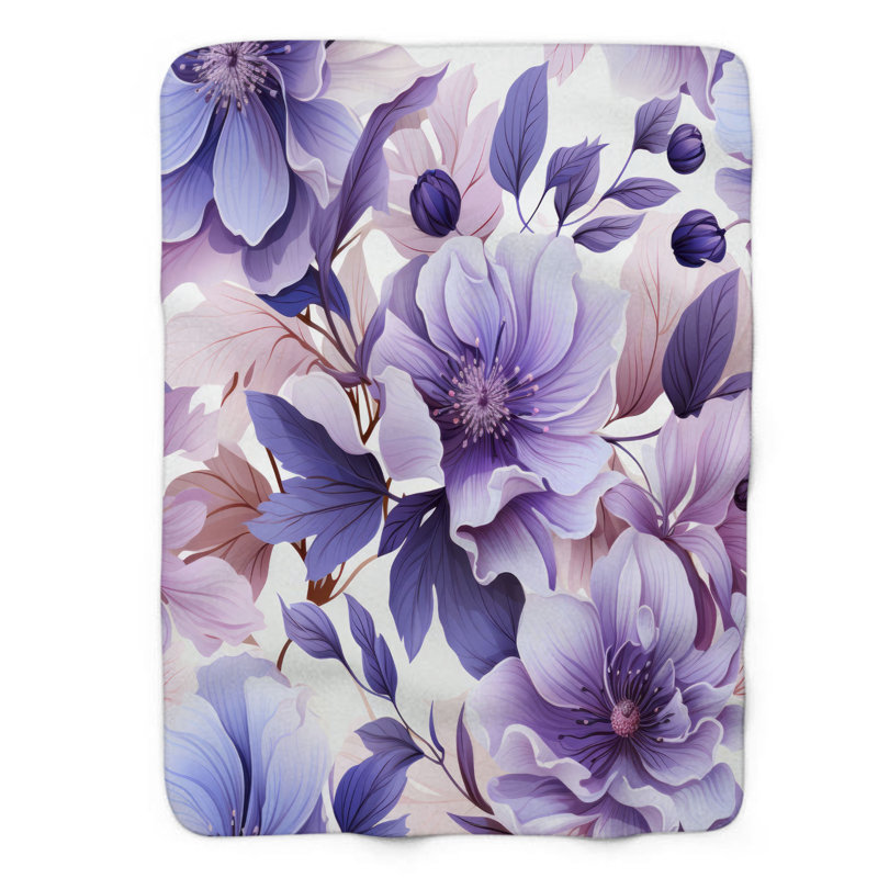 Heather Blossom - Couverture sherpa de qualité supérieure 1 pièce, Lit simple