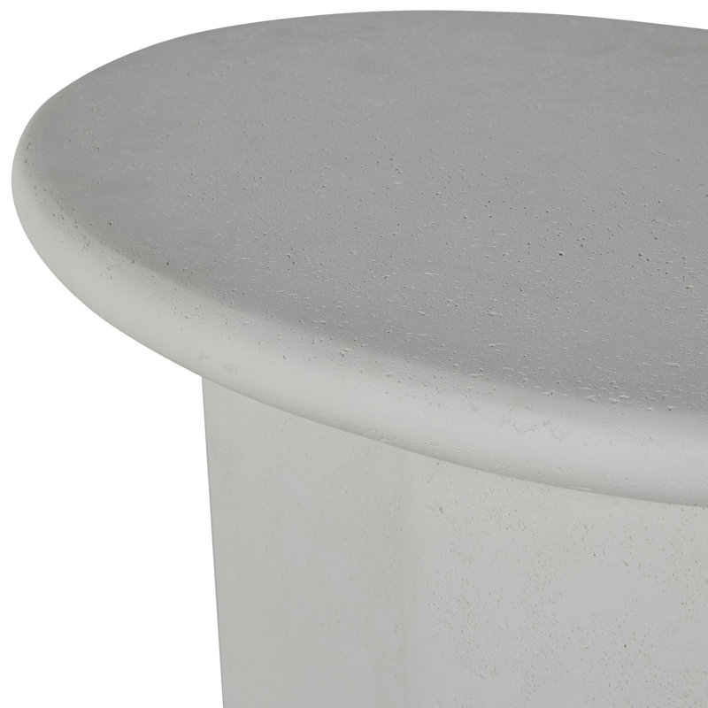 Elliptical White Cast Stone Oval Side Table