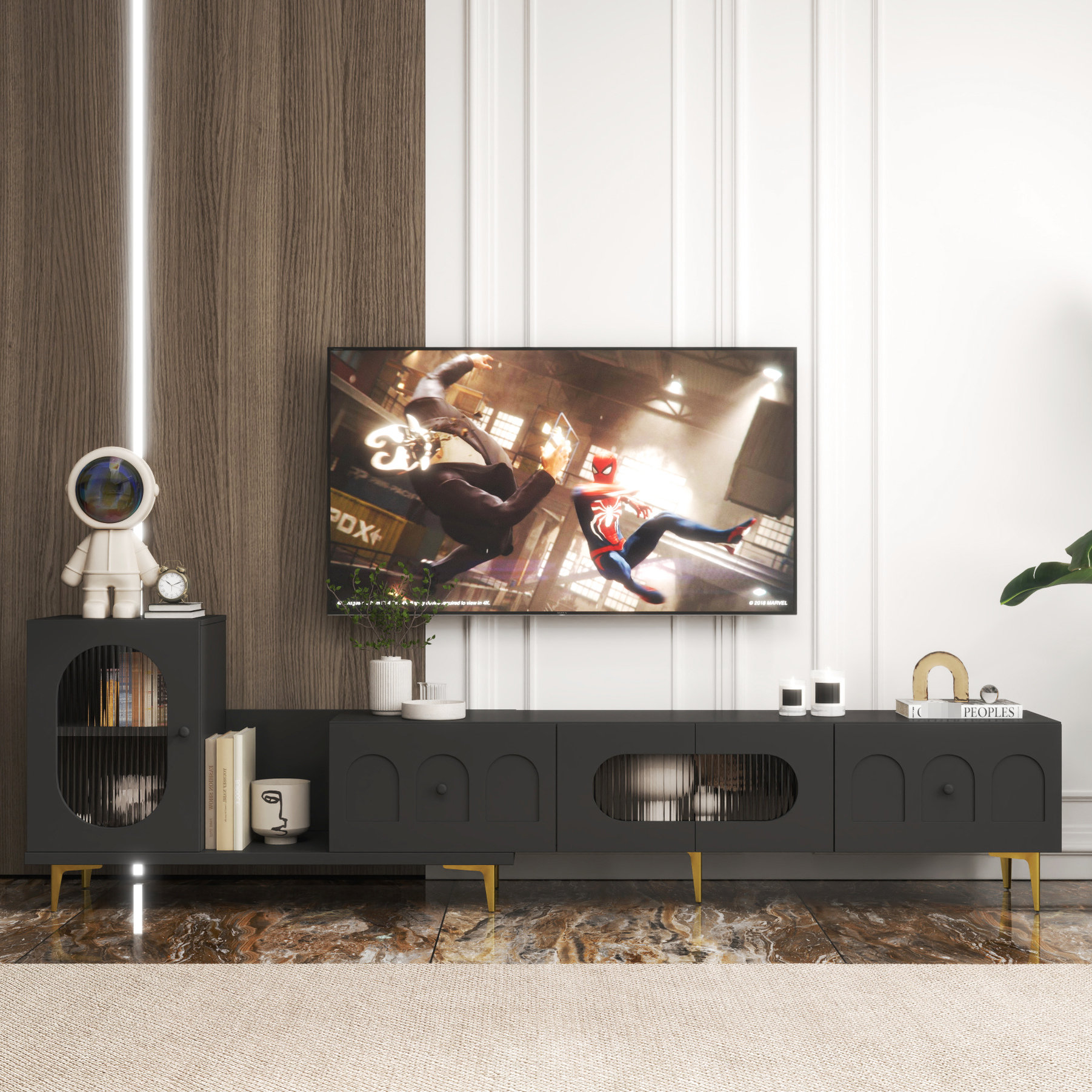Wrought Studio™ Tv Stand With Extendable Feature In Living Area - Black ...