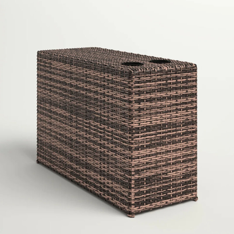 Table d'appoint fonctionnelle en résine, structure rouille, 2 compartiments à boissons, table d'appoint 13,04 po X 32,3 22,58 po pour rouille de jardin et de patio, 13 po x 33 po x 22 po