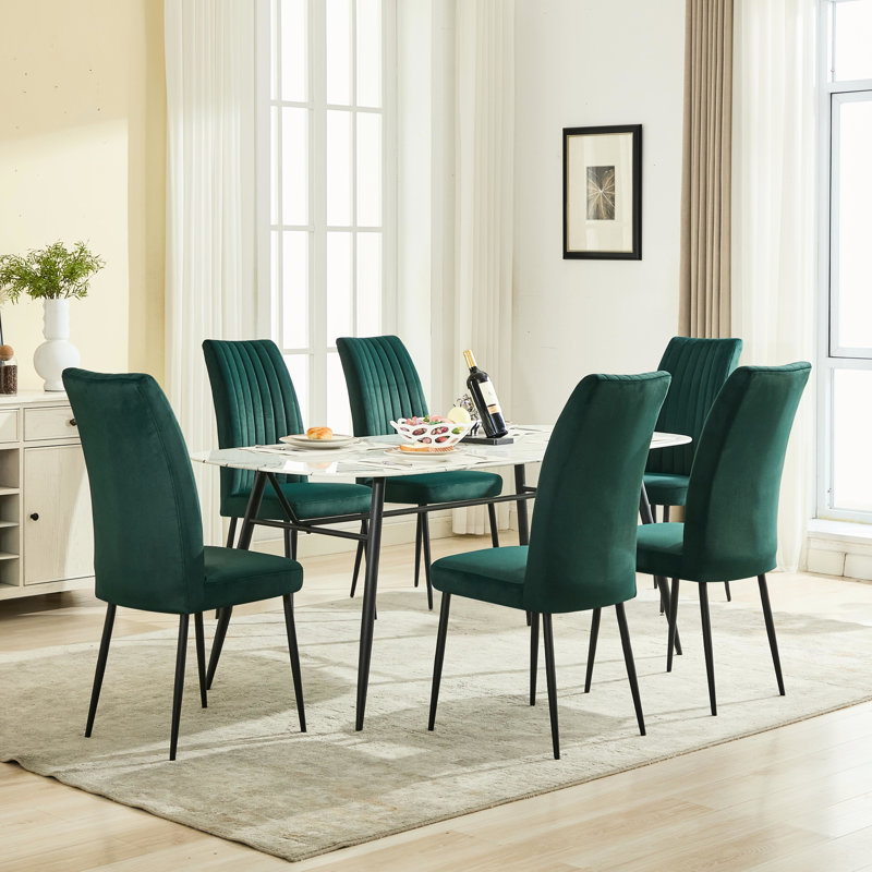 Chaises de salle à manger réglables en velours de fer clouté pour 2 personnes pour la chambre à coucher et la chambre, Vert