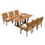 6 Seats 7 Pcs Grade-A Teak Wood Dining Set: Warwick Console Folding Rectangle Table And 6 Wave Stacking Arm Chairs-1068735969