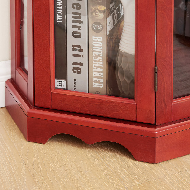 Vitrine de coin lumineuse avec tablettes et portes en verre trempé