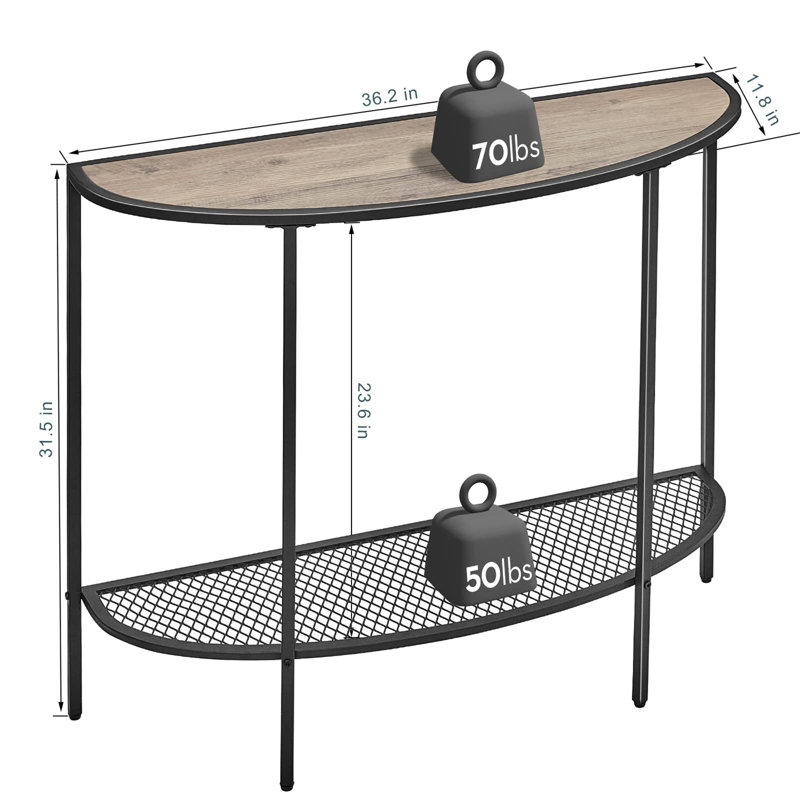 36.22'' Console Table, Gray, Black