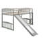 Lit mezzanine simple avec glissoire et échelle, gris