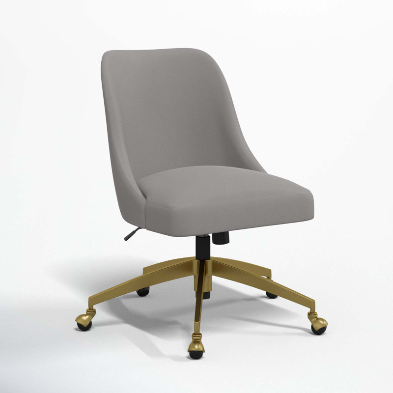 Chaise de bureau Tamieka, Velours performance loutre classique