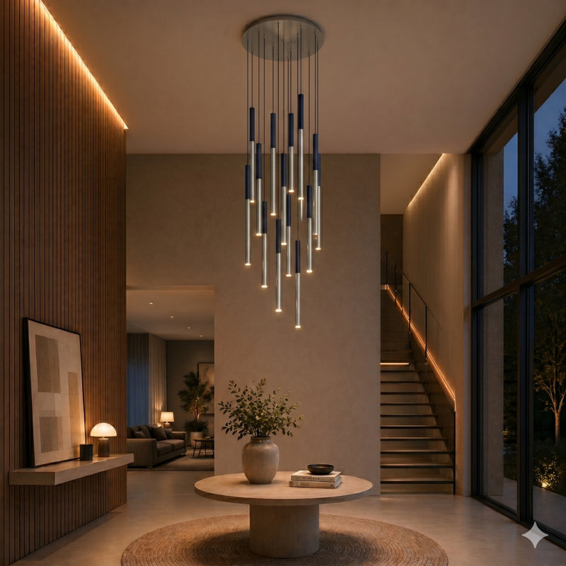 Baileyton 13 - Light Cluster Pendant, Black Top / Brushed Nickel