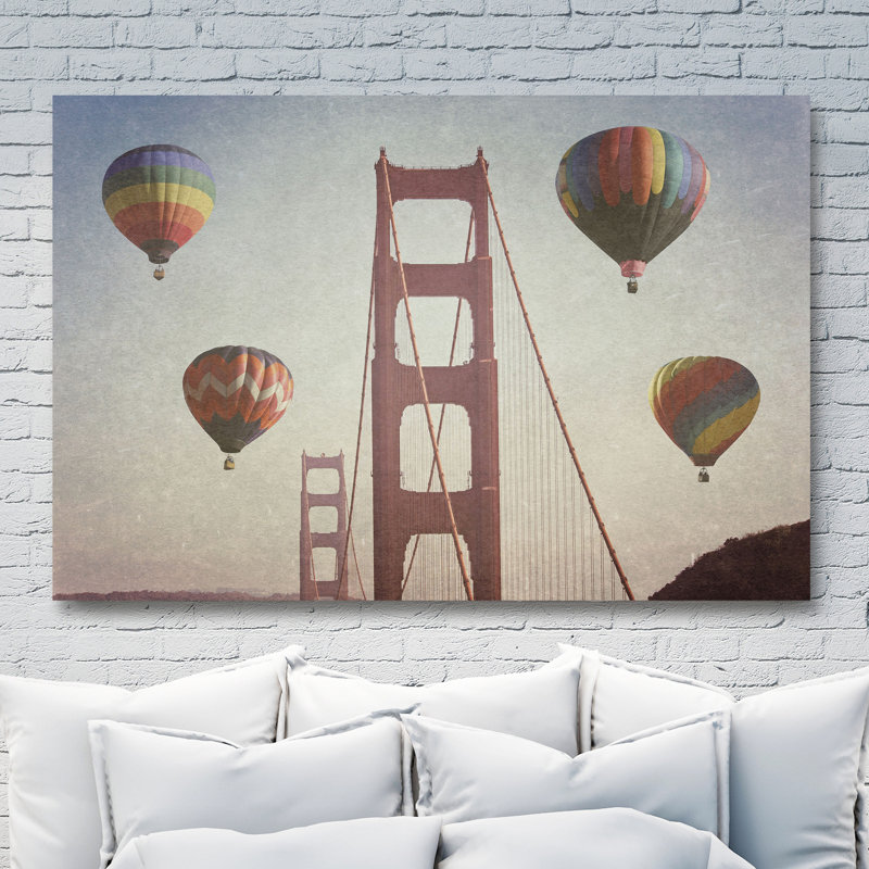 Balloons Over San Francisco by Ashley Davis - Wrapped Canvas Print, 38cm H x 51cm W x 4cm D