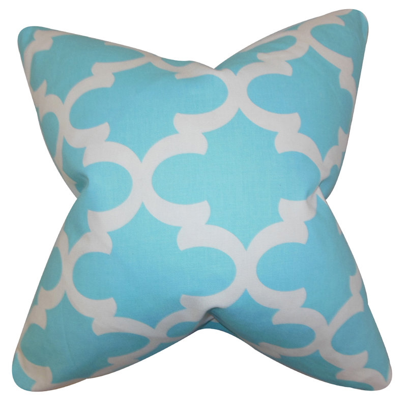 Coussin décoratif en coton Geometric, Bleu ciel