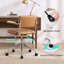Chaise de bureau pivotante et réglable Ayris, style moderne du milieu du siècle, avec accoudoirs en bois et piètement chromé.-852152327