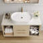 Meuble-lavabo mural moderne 39,3 po avec meuble-lavabo flottant en céramique massif