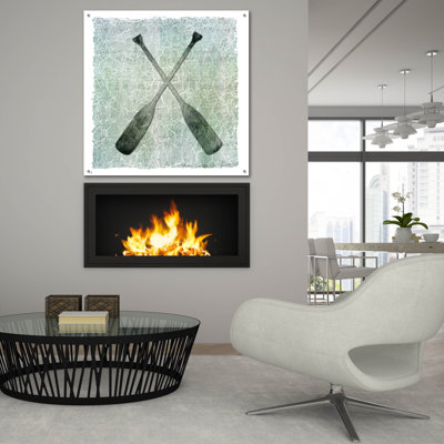 «Life Is Better At The Lake Oars 2» par Lightbox Journal, art mural en verre acrylique, 24 po x 24 po