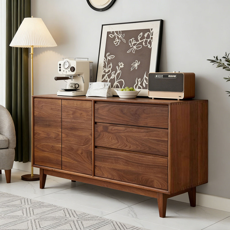 Buffet rétro et simple en bois massif, H 32,28 po x l 55,11 po x P 15,74 po