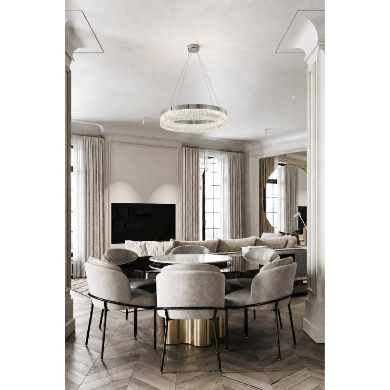 Modern 1 Light LED Chrome Halo Chandelier, Chrome, 65" H x 32" W x 32" D