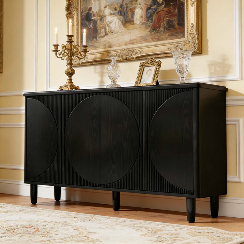 Sideboard Buffet Credenza Storage Cabinet with Doors, Black