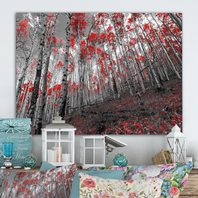 " Red Autum Trees In The Forest "