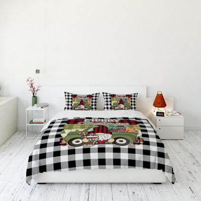Polyester Abstract and Checkered Duvet Cover Set