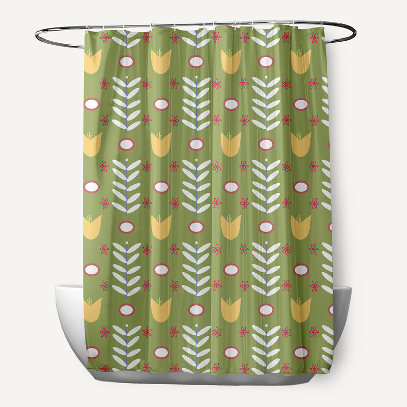 Rideau de douche Waynesville Floral par E by Design, Vert pomme