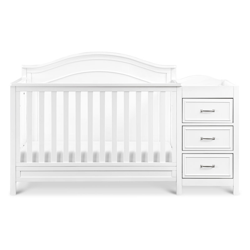 White 4-in-1 Convertible Crib and Changer with Storage