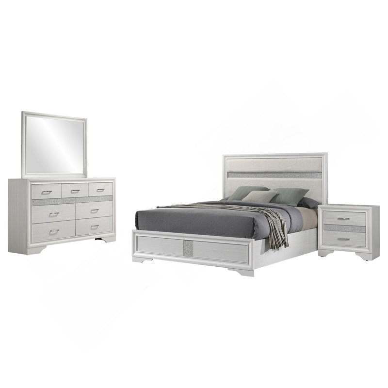 Ensemble de chambre à coucher double 4 pièces White