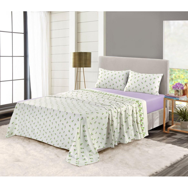 Akikaze Flannel Sheet Set, Lilac, Kingsize (160 x 200 cm)