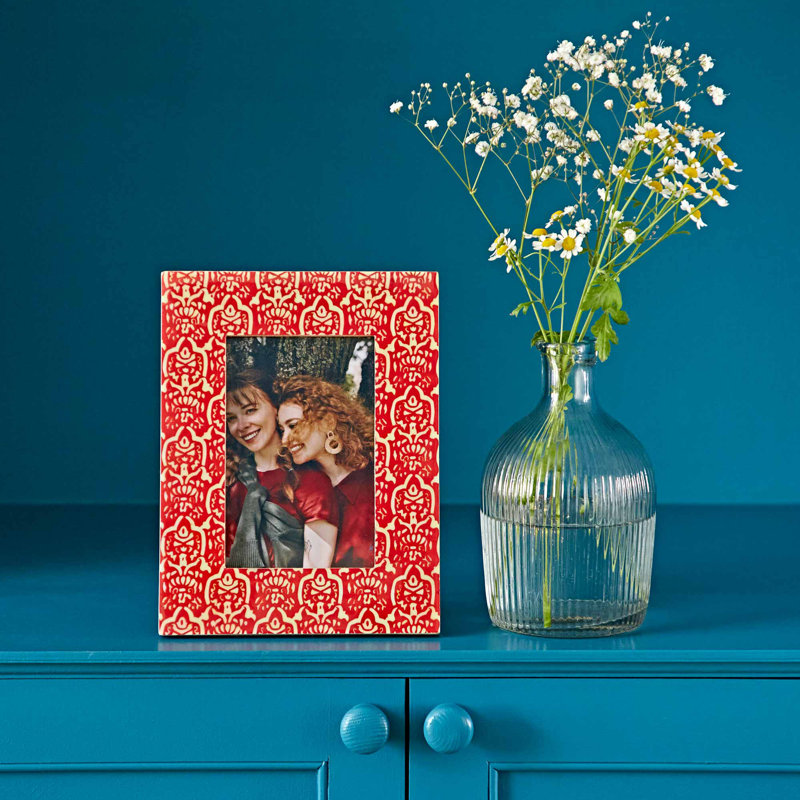 Vidya Red Patterned Photo Frame, 21.5cm H x 16.5cm W x 2.5cm D