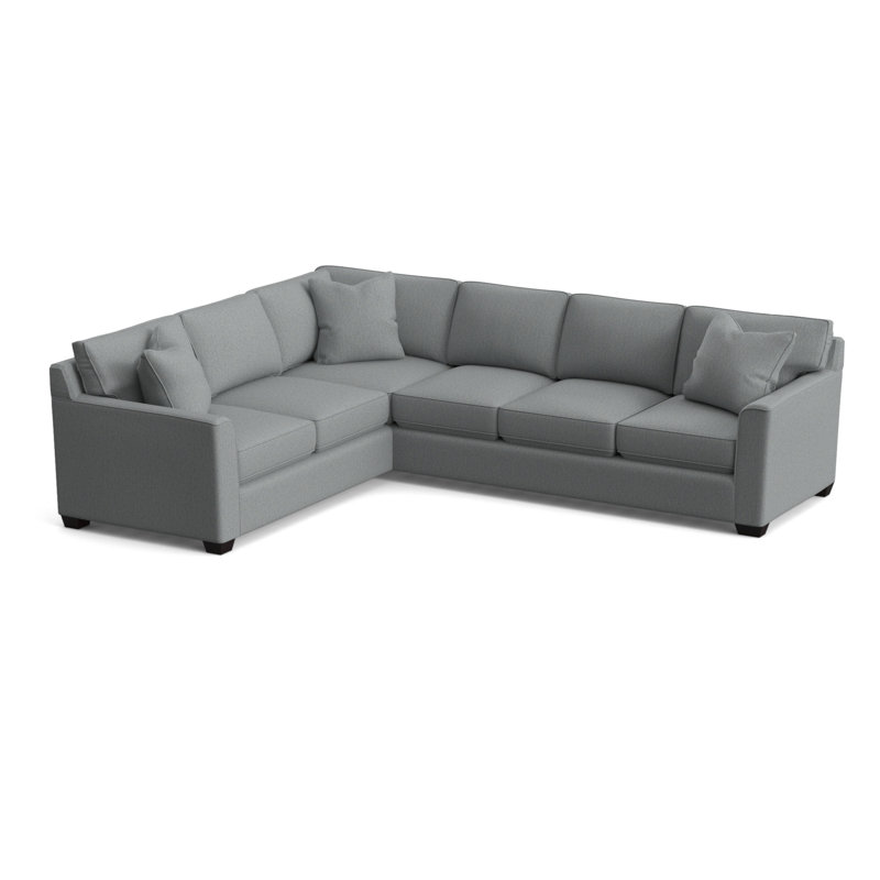 Frye L-Sectional, Light Blue Performance Fabric; 0851-55, Left Hand Facing, Honey