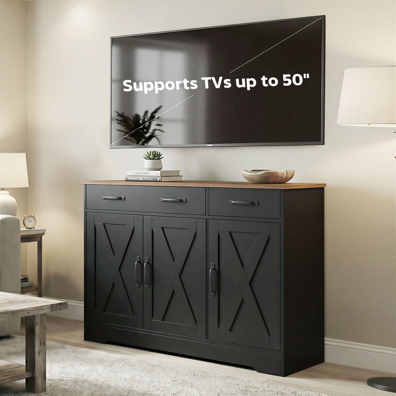 Buffet, armoire de cuisine 43 po, noir
