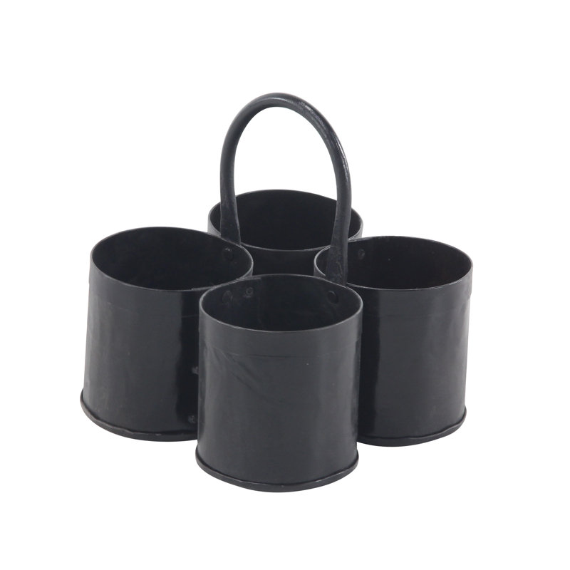 Vanmatre 4 Bottle Tabletop Wine Bottle Rack in Black