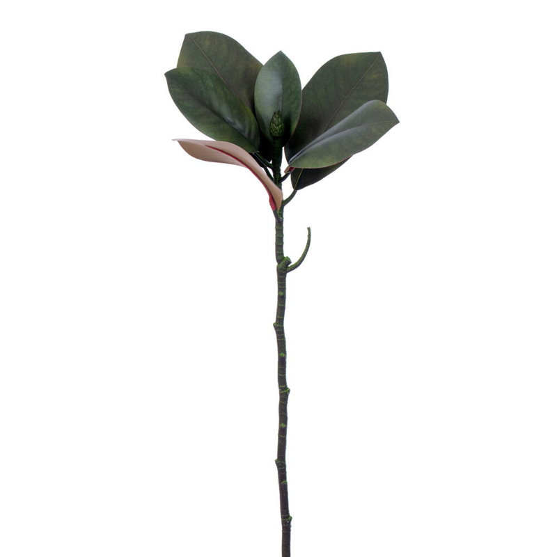 24" Artificial Green Magnolia Spray with 6 Leaves. Includes four pieces per bag.