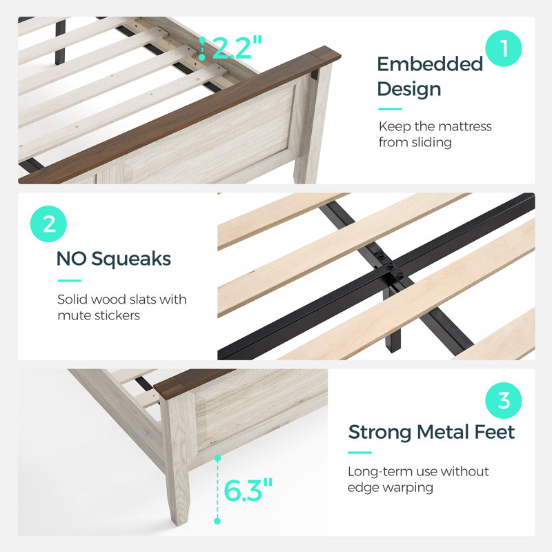 Vira Platform Bed With Headboard,Bed Frame