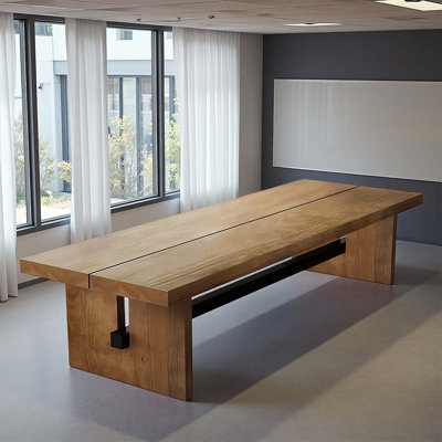 10-foot rectangular solid wood conference table