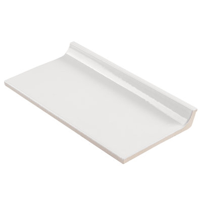 Remington White 3.93 in. x 7.87 in. Polished Porcelain Wall Cove Base Tile