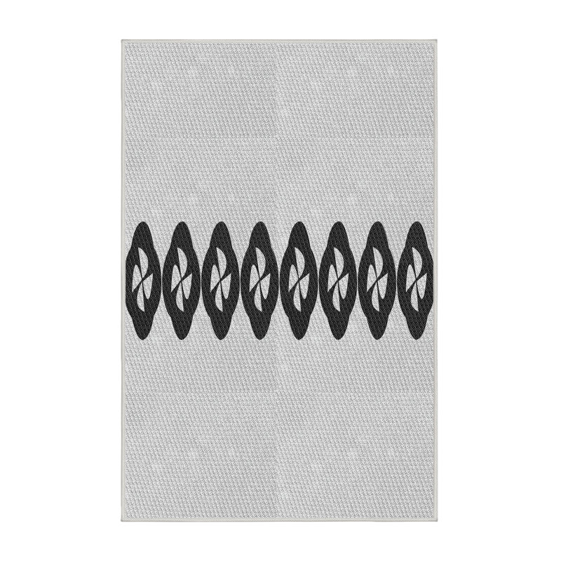 Tapis gris/crème tissé à la machine, Rectangle 8 pi x 10 pi