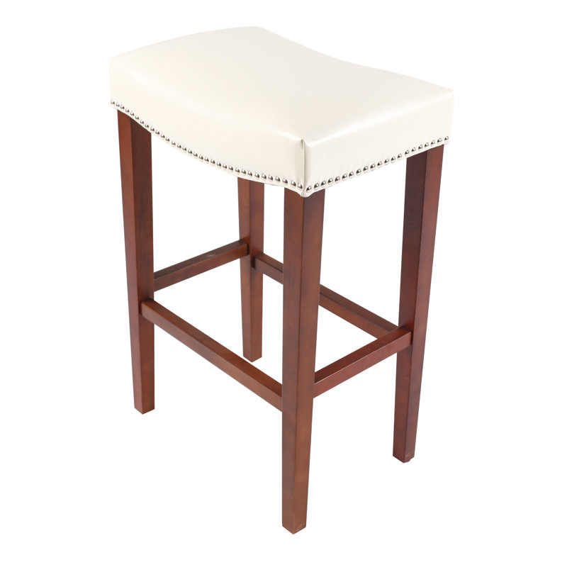 Upholstered Counter Stool with Solid Wood Frame, Counter Stool (26.1” Seat Height), White