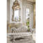 Banc Quentin, polyuréthane beige et finition blanc antique