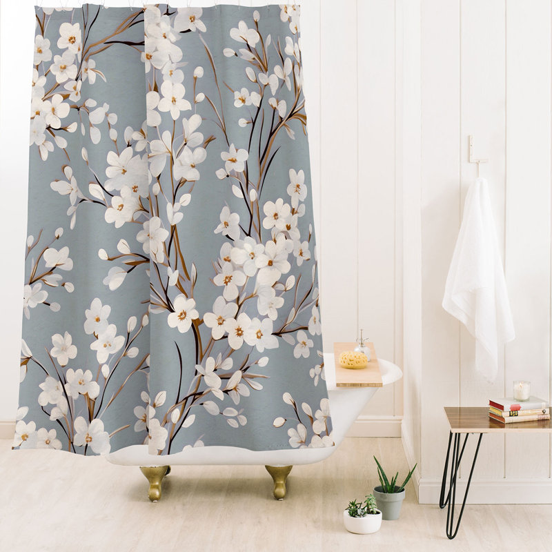 Rideau de douche Ninola Design, Bleu pâle / motif abstrait
