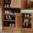 Oak Multi-functional Shoe Cabinet With A Padded Bench And 7+3 Storage Compartments, Adjustable Shelves, Suitable For Entryways, Mud Rooms, And Hallways. It's A Freestanding Shoe Rack In Brown.-1831949505-1826523320